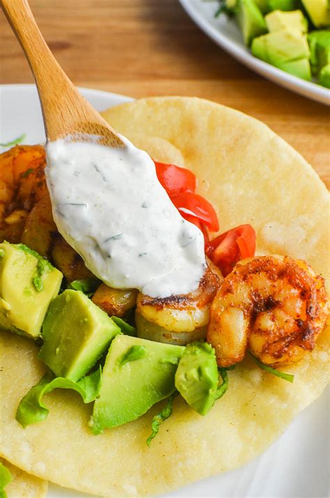 Shrimp Tacos With Cilantro Lime Sauce Recipe Video Lifes Ambrosia