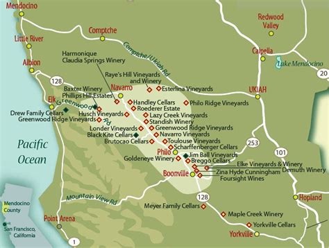 Wineries Of Anderson Valley Wine Map Mendocino County Mendocino