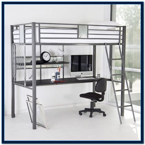 Metal Loft Bed With Desk And Futon Chair Bedroom Home Decorating