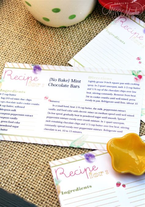 Have fun with your recipe card by changing the backgrounds or switching colors around. {Editable} Recipe Cards | Designs By Miss Mandee