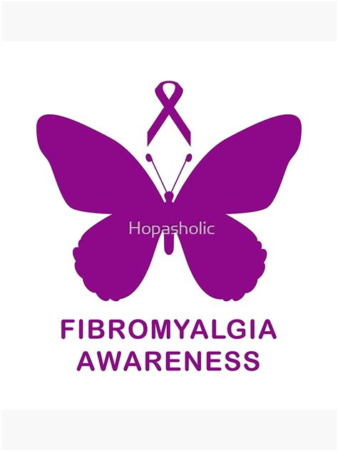 Fibromyalgia Awareness Purple Ribbon With Butterfly 1 Poster By