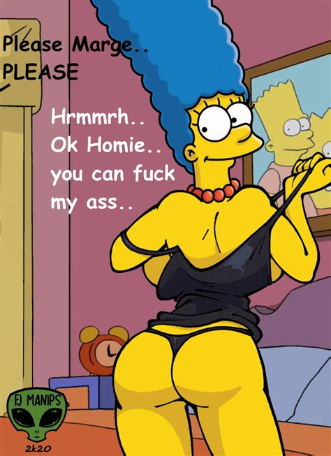 Rule 34 Black Dress English Text Fjm Marge Simpson Posing String