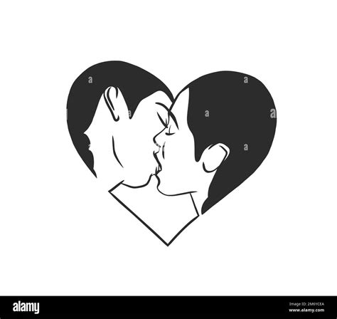 hand drawn vector abstract graphic illustration valentines day design with drawing kissing