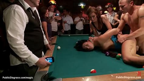 Bent Over Pool Table Dirty Legs Brunette Slave Aria Aspen Gets Pussy