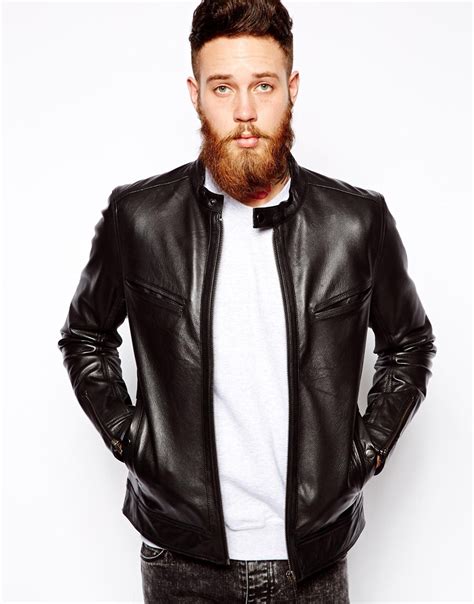Lyst Asos Leather Biker Jacket In Black For Men