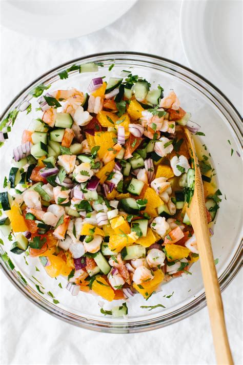 In this shrimp ceviche recipe, we cook the shrimp before marinating it in lemon, lime and orange juices, plus chiles for some heat. Citrus Shrimp Ceviche | Downshiftology