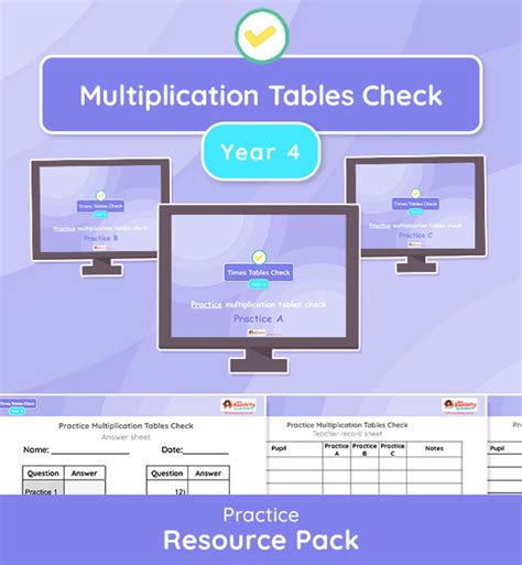 Year 4 Multiplication Tables Check Practice Test Resource Pack Year 4