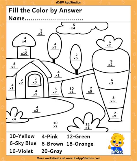 Free Multiplication Color By Number Worksheet