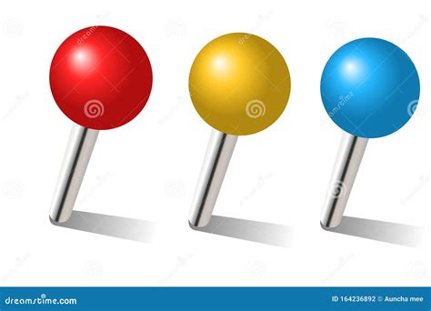 Set Of Colorful Pins Isolated On White Background Stock Photo Image