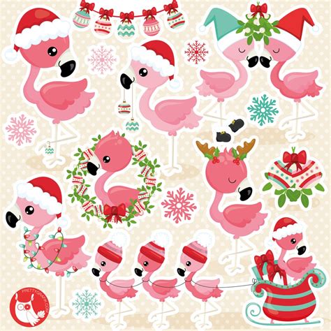 Flamingo Christmas Clipart Clipart Commercial Use Vector Graphics