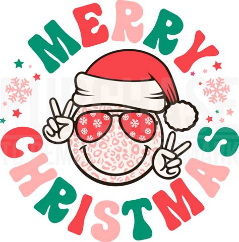 Merry Christmas Svg Retro Santa Claus Smiley Face T Shirt Design Svg Png