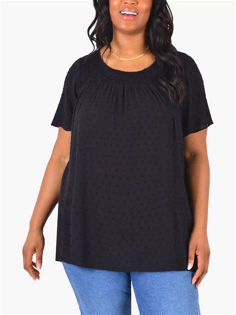 Live Unlimited Dobby Shirred Blouse Black At John Lewis And Partners