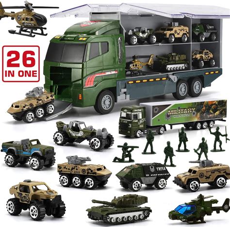 26 In 1 Military Truck With Soldier Men Set Mini Die Cast Battle Car