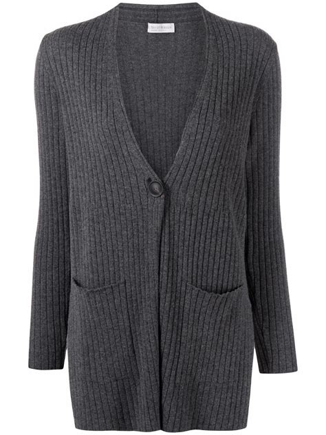Le Tricot Perugia Ribbed Knit Cardigan In Grau Modesens