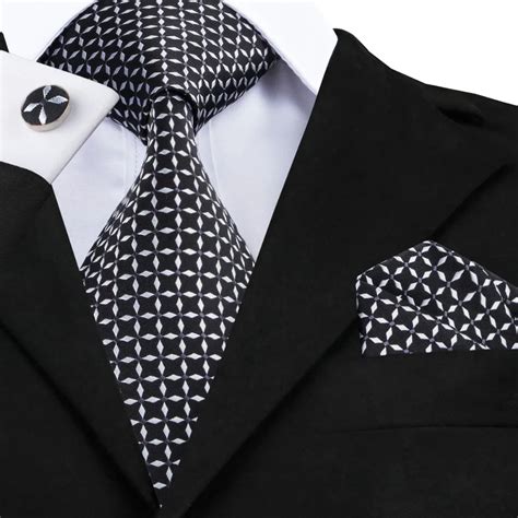 Buy 2017 New Fashion Black White Geometric Silk Tie