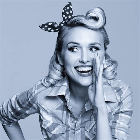 Young Smiling Woman In Pin Up Style Stock Photo Image Of Excited