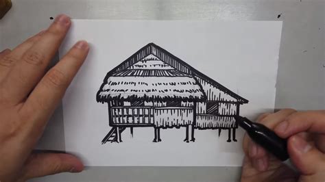 How To Draw A Nipa Hut Bahay Kubo In Filipino 4k Youtube