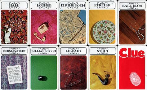 Green in north america),colonel mustard,professor plum,mrs what is false. Clue Room Cards 1972 | Clue games, Clue themed parties ...