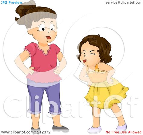 Cartoon Of Sisters Fighting And Sticking Their Tongues Out Royalty