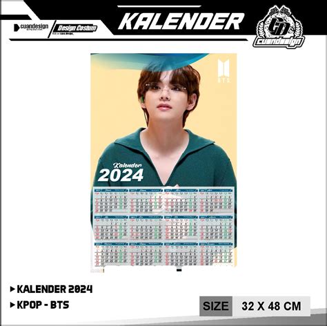 POSTER KALENDER 2024 MOTIF K POP BTS UKURAN 32X48CM KIM TAEHYUNG V