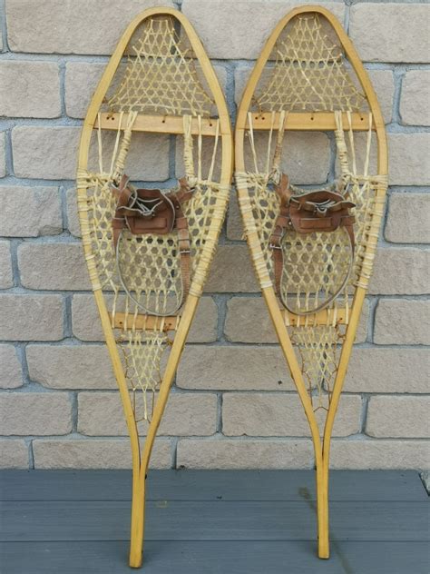 Vintage Classic Canadian Wooden Snowshoes Etsy