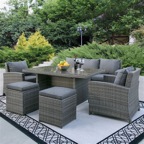 Classic rattan dining sets are available in 5 piece or 7 piece sets. Best Choice Products Complete Outdoor Living Patio ...