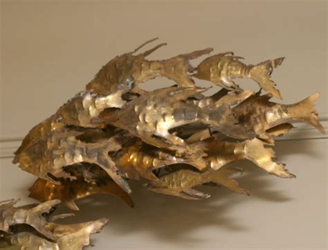 Large Exciting Curtis Jere Style School Of Fish Sculpture At 1stdibs
