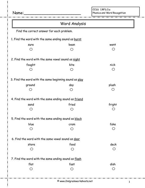 Anne Sheets 3rd Grade Grade 3 Phonics Worksheets Printable