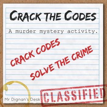 Roblox murder mystery 2 codes (september 2020) by: Crack the Codes - A Murder Mystery by Mr Dignan's Desk | TpT