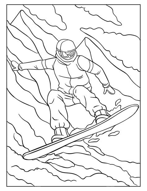 Dibujo De P Gina Para Colorear Snowboard Ni Os Vector Png Dibujos