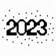 Píxeles 2023 símbolos negros, logotipo 2023, ilustración vectorial ...