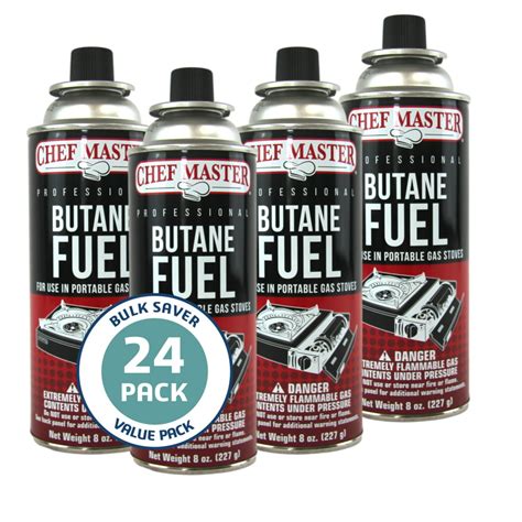 Chef Master 90340 Pack Of 24 Butane Fuel Cylinders 8oz Butane