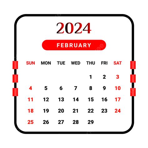 Gambar Kalender Bulan Februari 2024 Png Vektor Psd Da
