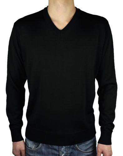 Mens Black V Neck Sweater Large Ebay
