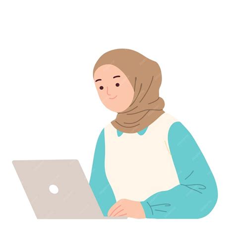 Free Vector Illustration Of Female Character Wearing Hijab Working In