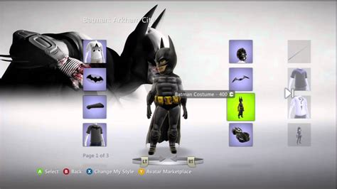 Batman Arkham City Xbox Live Marketplace Avatar Items Youtube