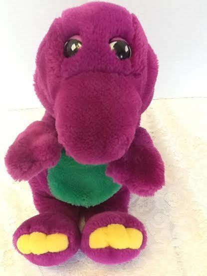 Vintage 1992 Barney Purple Dinosaur Plush Hand Puppet 15 Dinosaur