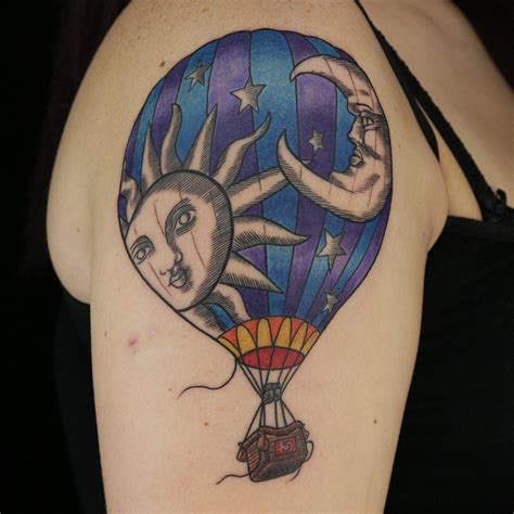 Technicolor Hot Air Balloon Tattoo By Fame Balloon Tattoo Hot Air Balloon Tattoo Air Balloon