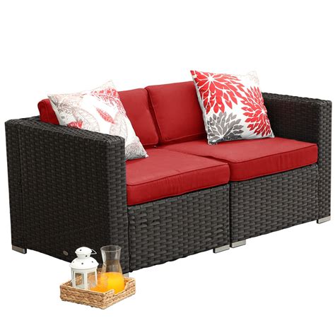 Mf Studio Outdoor Sectional Furniture 2 Piece Patio Sofa Set Low Back
