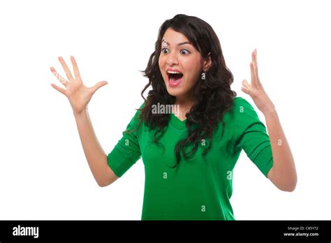 Young Girl Getting Excited Stock Photo Alamy