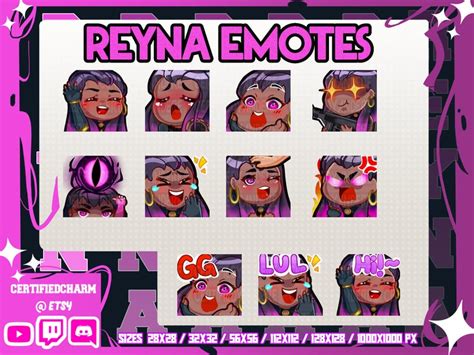 Reyna Valorant Twitch Emotes Bundle Discord And Youtube Emotes Etsy Denmark