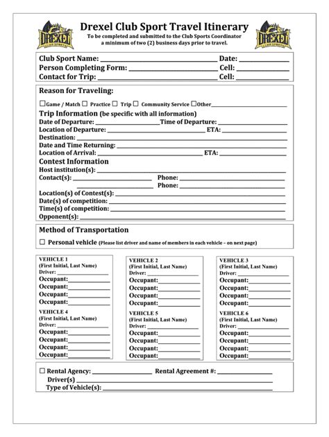 Sports Team Travel Itinerary Template Fill Out And Sign Online Dochub