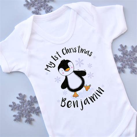 1st Christmas Personalised Penguin Vest By Homegrown Print Co