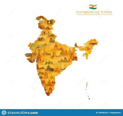 Temples Of India Famous Temples On India Map With Locations Stock