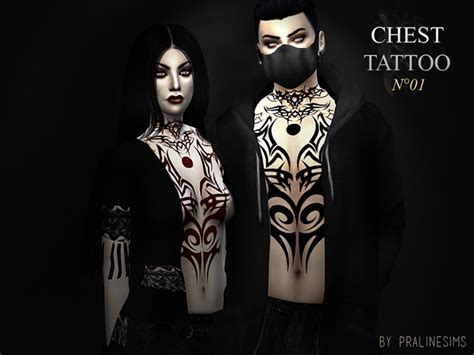 Chest Tattoo N By Pralinesims At Tsr Sims Updates