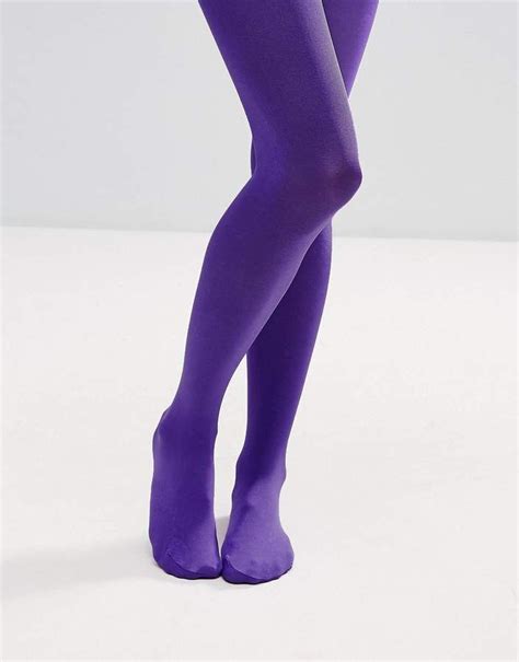 Asos Design 90 Denier High Shine Tights In Purple Purple Tights 60s