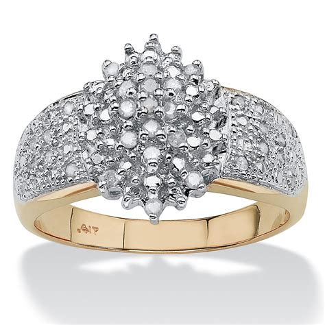1 4 TCW Round Diamond Marquise Shaped Cluster Ring In Solid 10k Gold At
