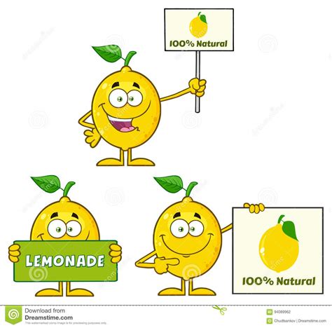 Yellow Lemon Fresh Fruit With Green Leaf Cartoon Mascot Character 3