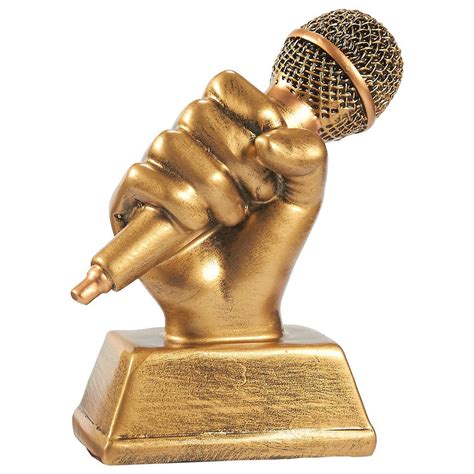 Juvale Golden Microphone Trophy Small Resin Singing Award Trophy For