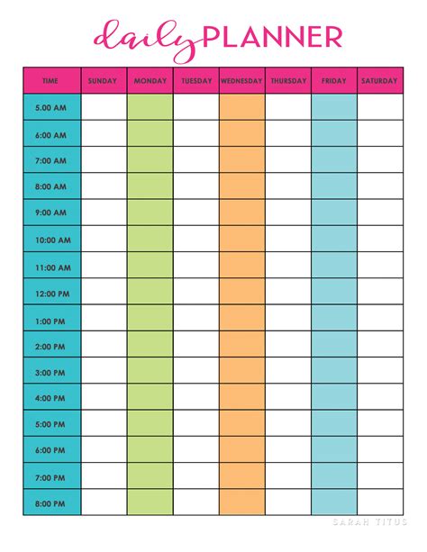 Free Printable Daily Planner 15 Minute Intervals Free Printable 088